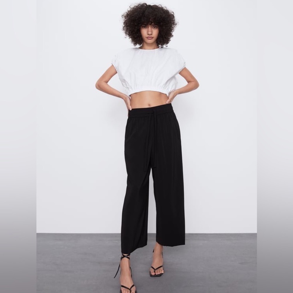 ZARA WIDE LEG FLOWY TIED PANTS